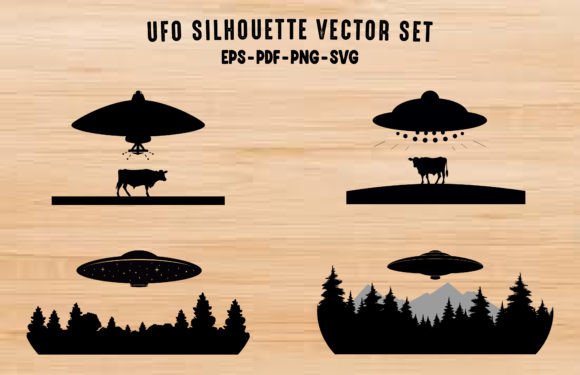 Download Cow Abduction Silhouettes, UFO in Jungle - Ufo Collection