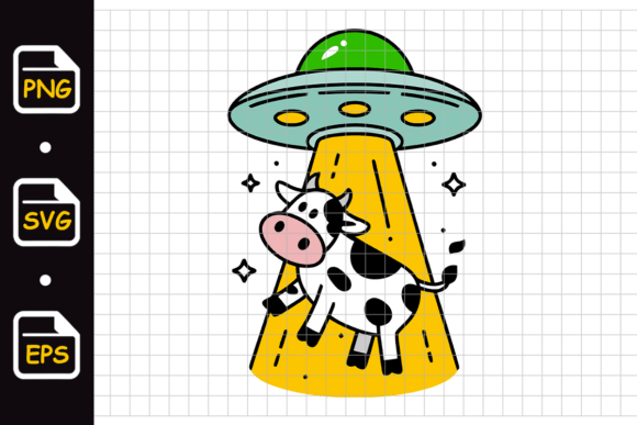 Download Cartoon Cow Abduction by UFO Colorful - Ufo Collection