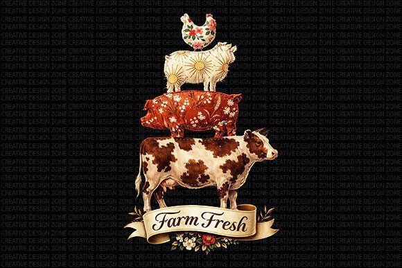 Download Farm Fresh Stacked Animals PNG - Farm fresh Collection