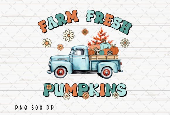 Download Farm Fresh Pumpkins Retro Truck PNG - Farm fresh Collection