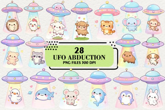 Download Kawaii UFO Abduction Clipart Bundle - Ufo Collection