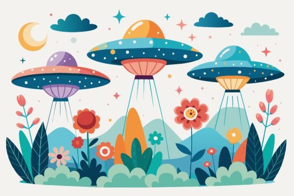 Download Ufos Sky with Flowers on a Backgrounds - Ufo Collection