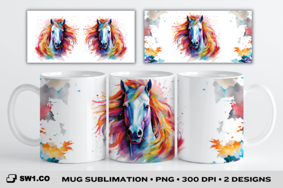 Download Rainbow Horse Mug Sublimation Wrap PNG - Rainbow Collection