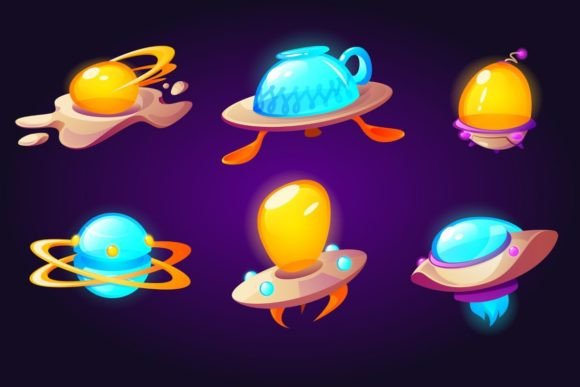 Download UFOs Alien Spaceships Scrambled Eggs Cup &amp; Plate - Ufo Collection